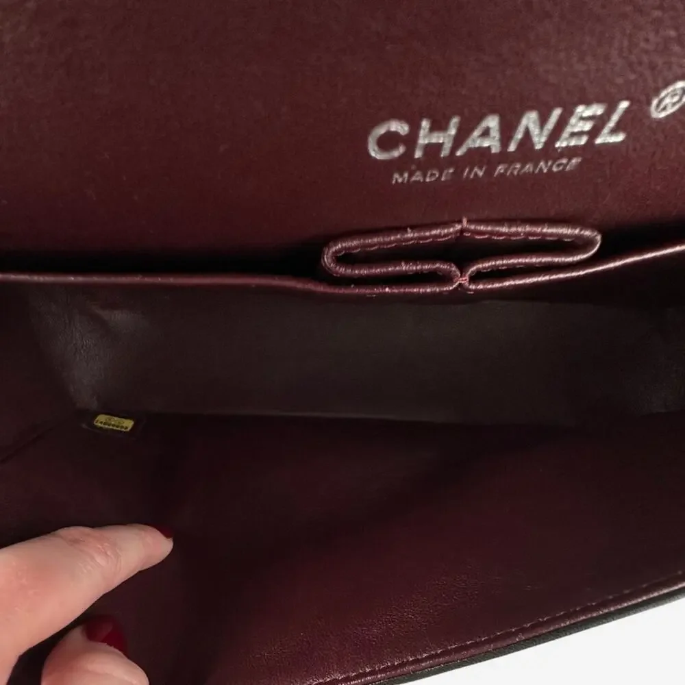 AUTHENTIC Chanel Medium Double Flap Black Lambskin w Silver Hardware from 2012 - Picture 10 of 15